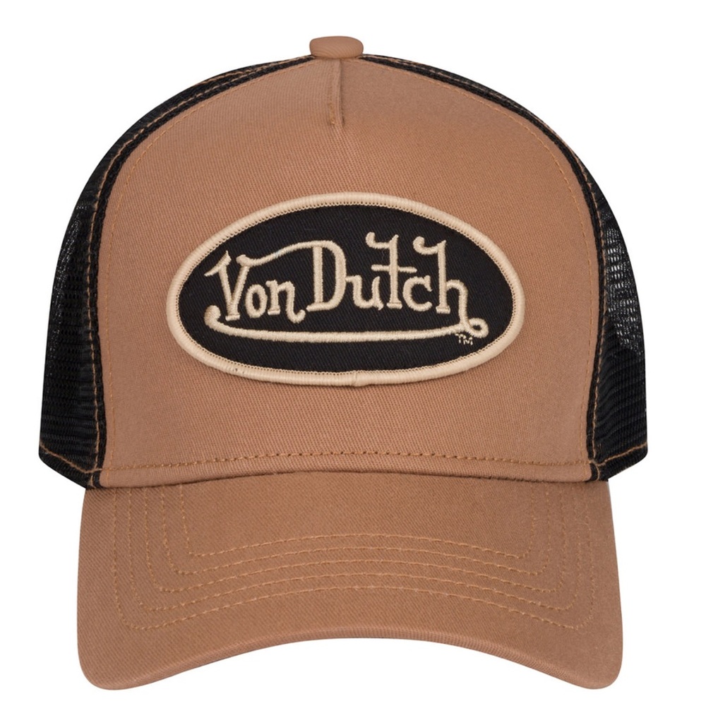 NWT VON DUTCH TAUPE, OFF-WHITE & BLACK TRUCKER HAT